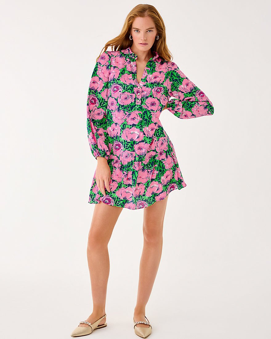 Evaline Silk Dress - Low Tide Navy Florrie