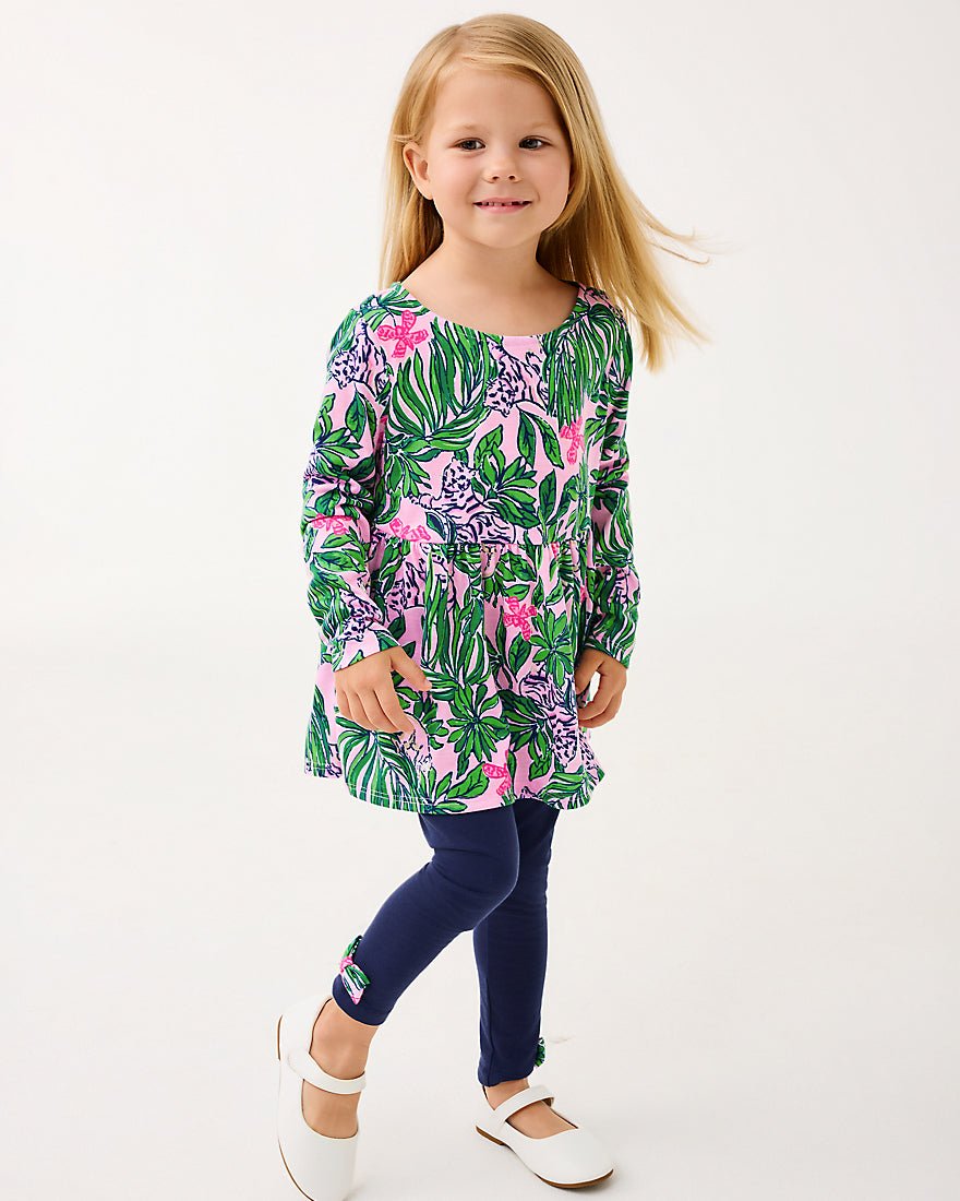 Girls Adella Tunic And Legging Set - Conch Shell Pink Roaring With Joy