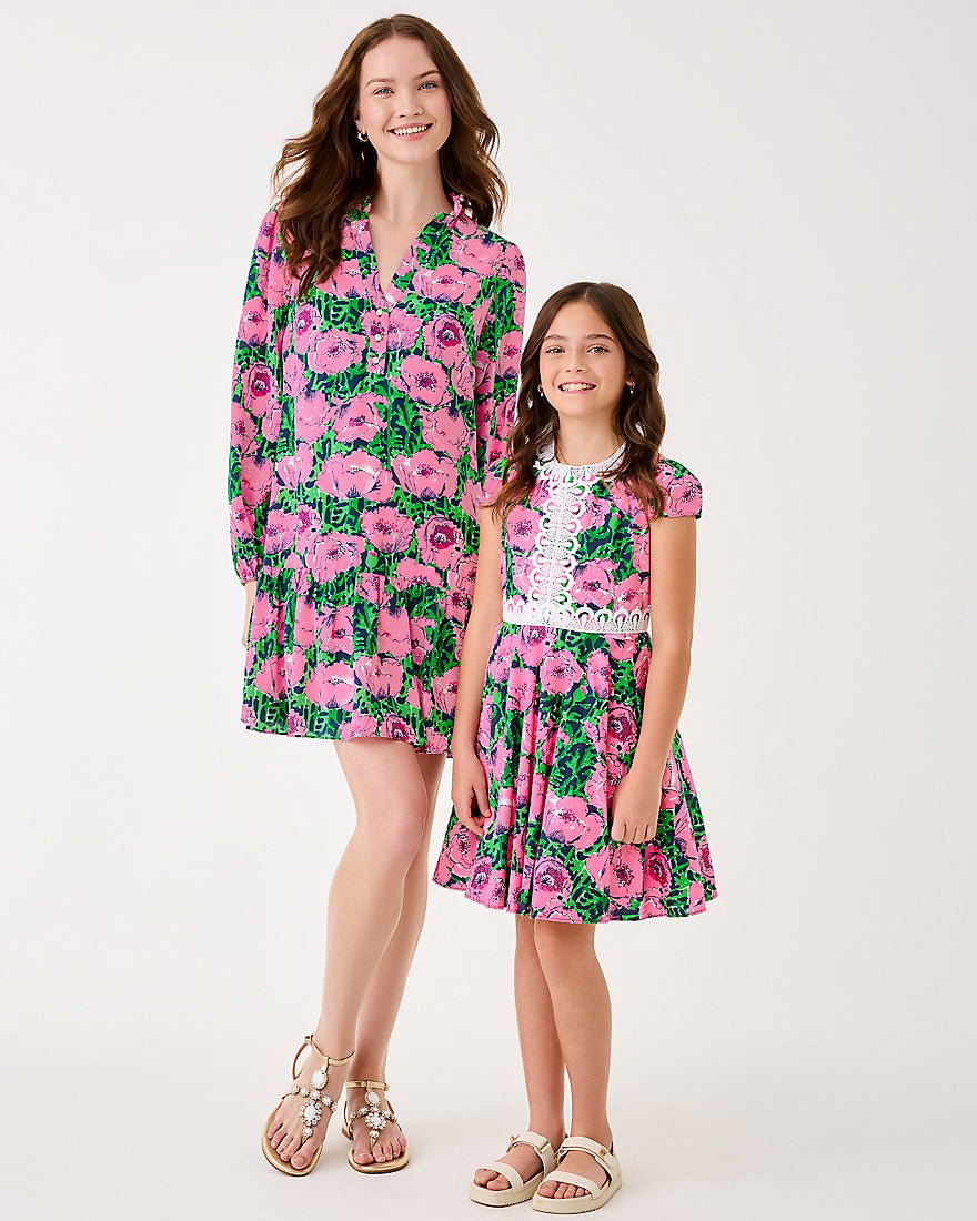 Girls Idala Short Sleeved Dress - Low Tide Navy Florrie