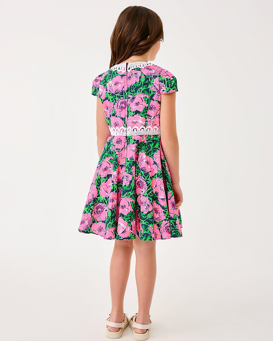 Girls Idala Short Sleeved Dress - Low Tide Navy Florrie