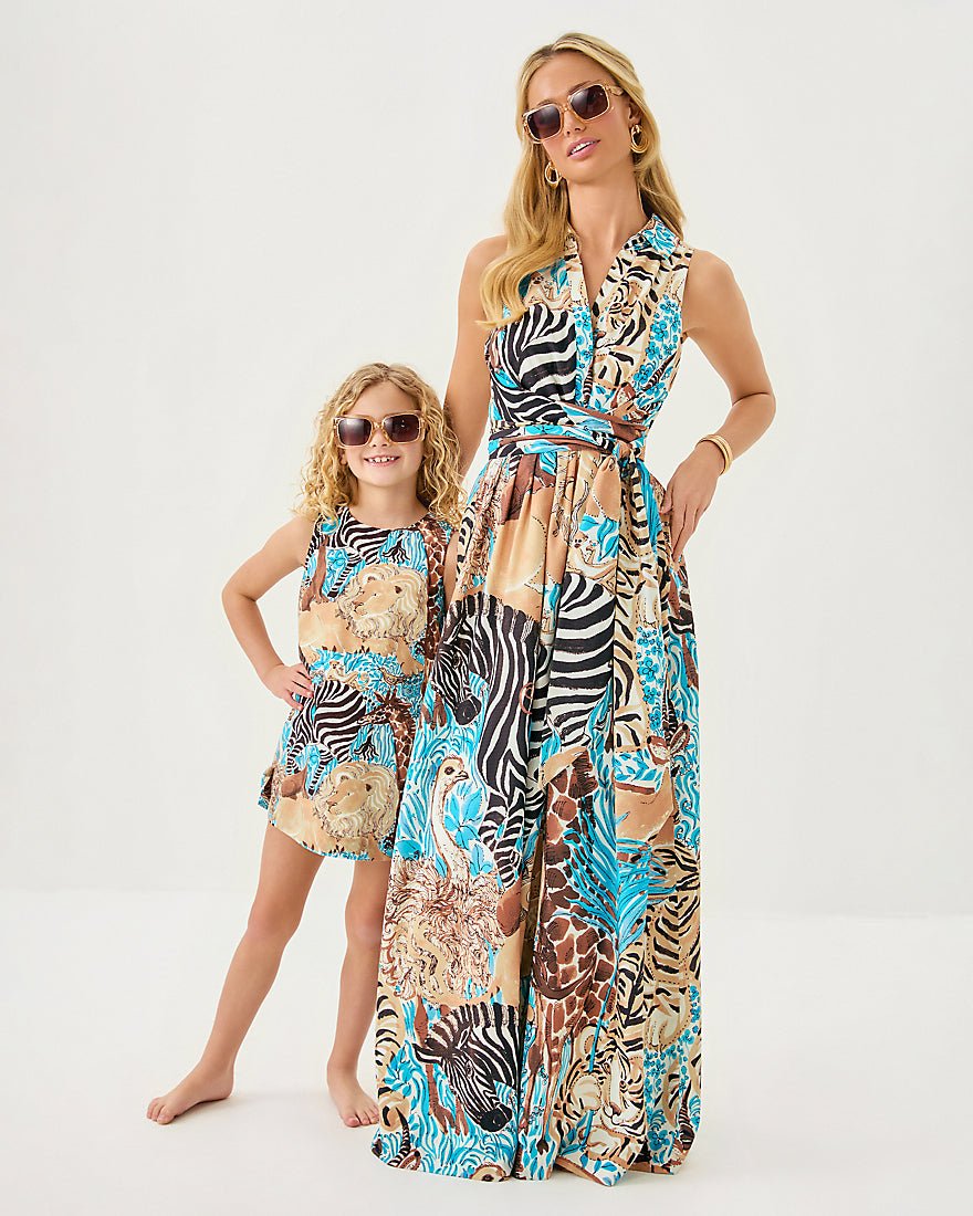 Girls Little Lilly Classic Shift Dress - Breezy Aqua Lillys Zoo