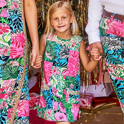 Lilly Pulitzer Girls Little Lilly Classic Shift Dress Multi Party Patch 