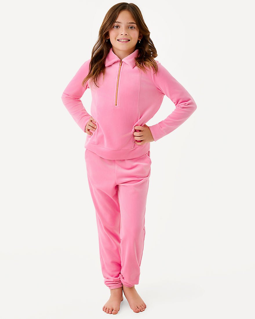 Lilly Pulitzer - Girls Mini Eleni Velour Pullover - Confetti Pink