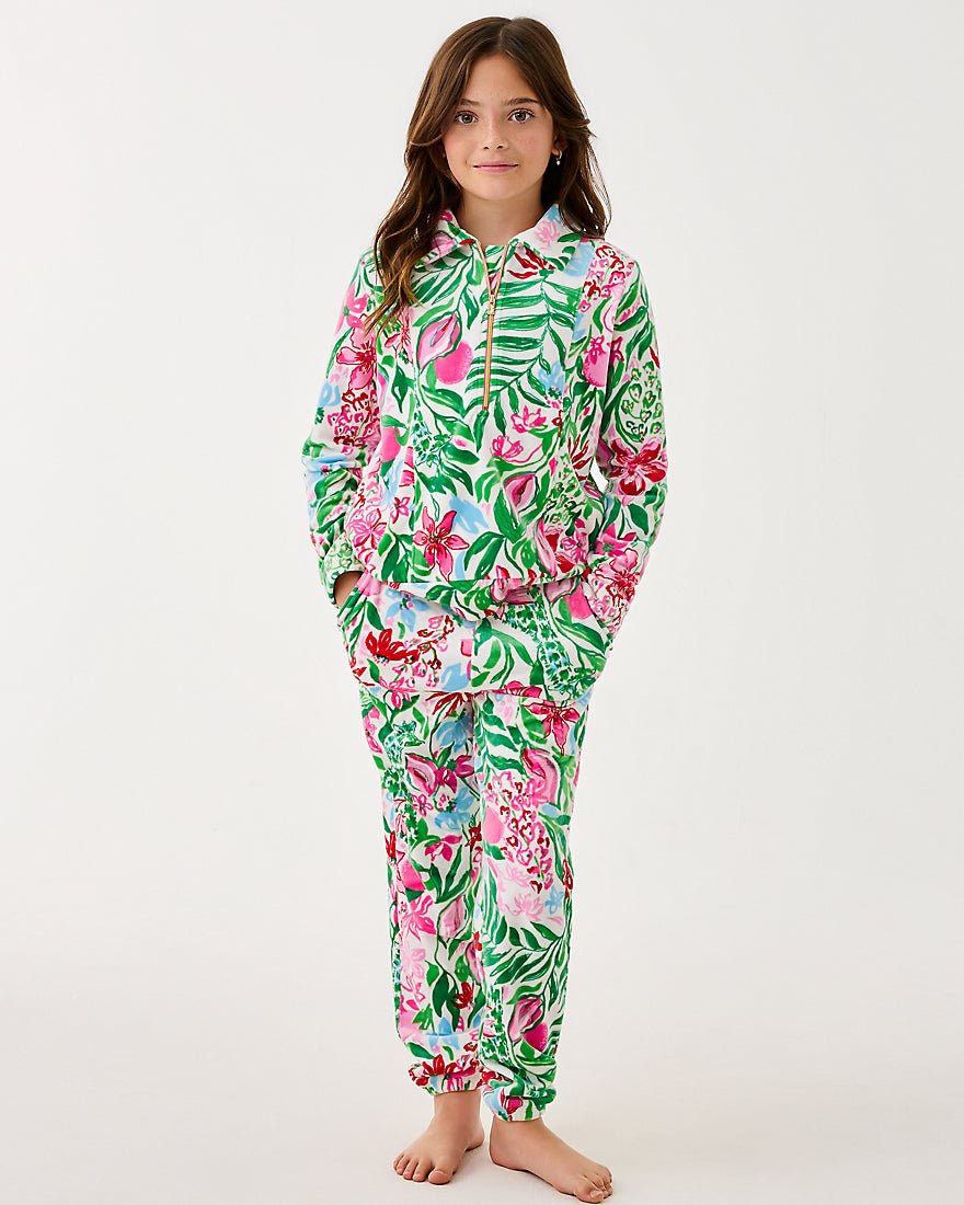 Girls Mini Eleni Velour Pullover - Multi Glowing Gardens