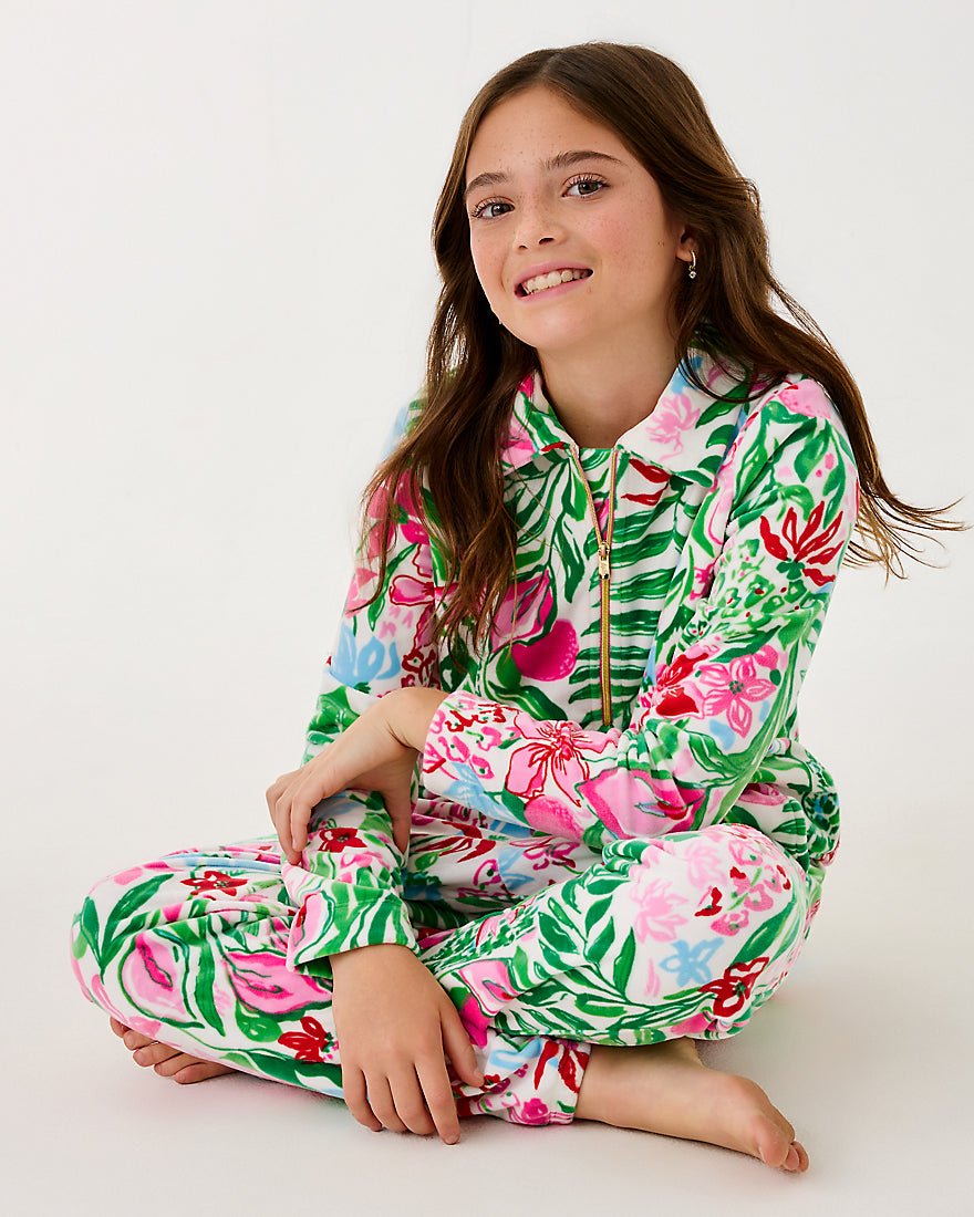 Girls Mini Eleni Velour Pullover - Multi Glowing Gardens