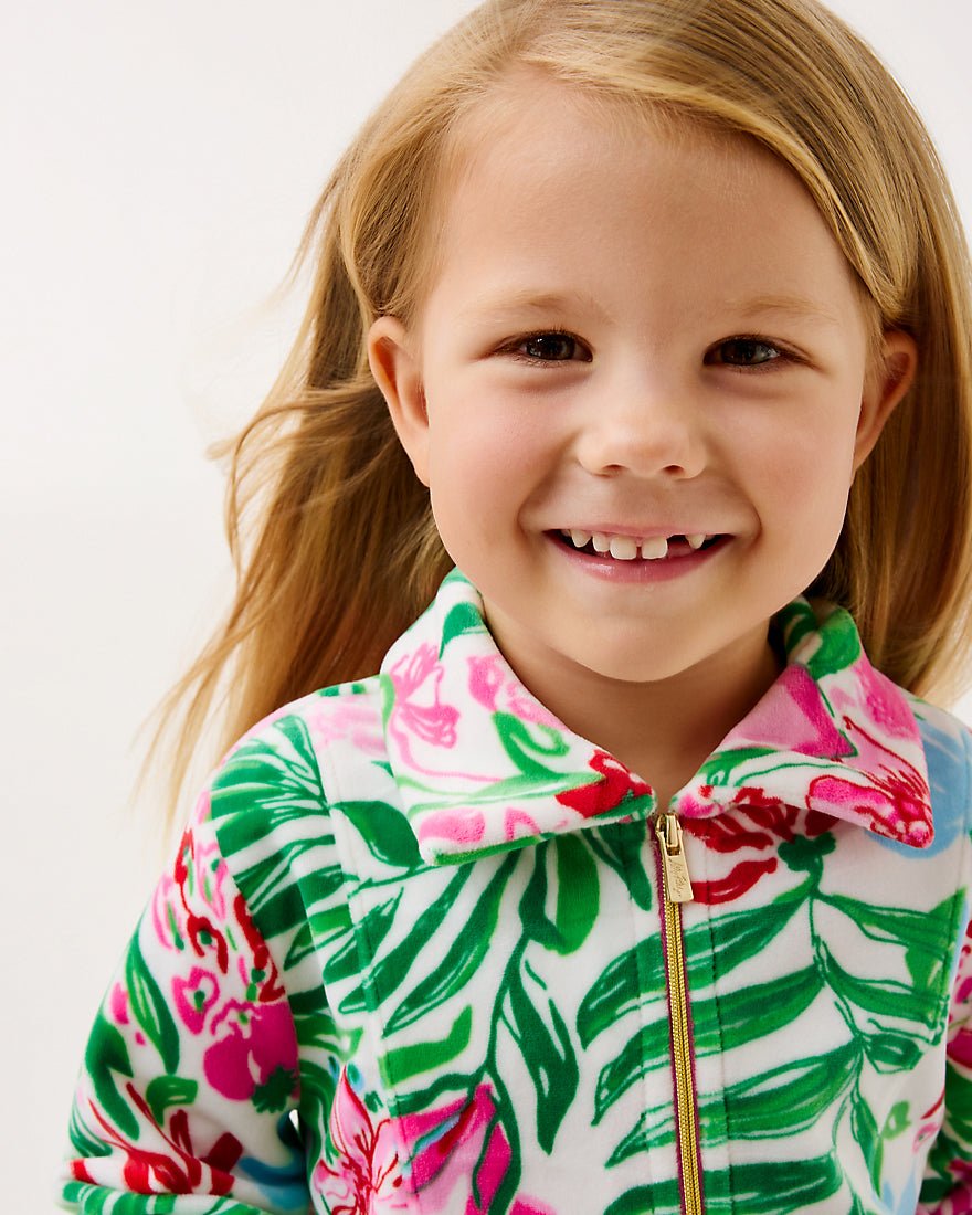 Girls Mini Eleni Velour Pullover - Multi Glowing Gardens