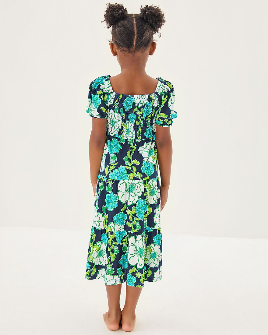 Girls Mini Jilly Sleeved Midi Dress - Low Tide Navy Go Big