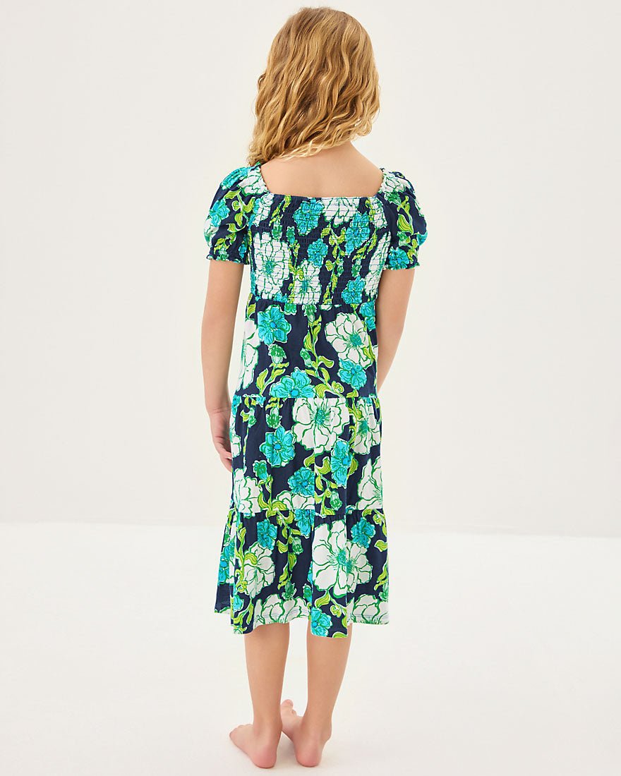 Girls Mini Jilly Sleeved Midi Dress - Low Tide Navy Go Big