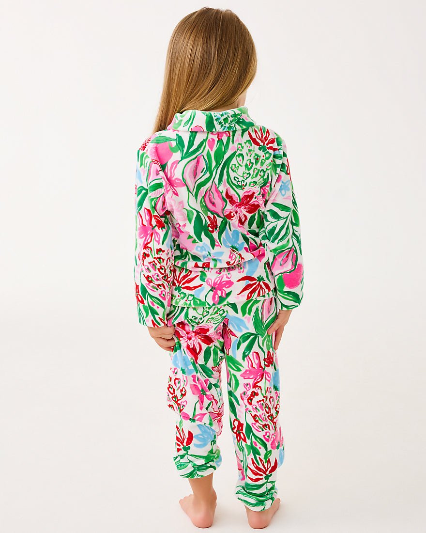 Girls Mini Mallie Velour Pant - Multi Glowing Gardens