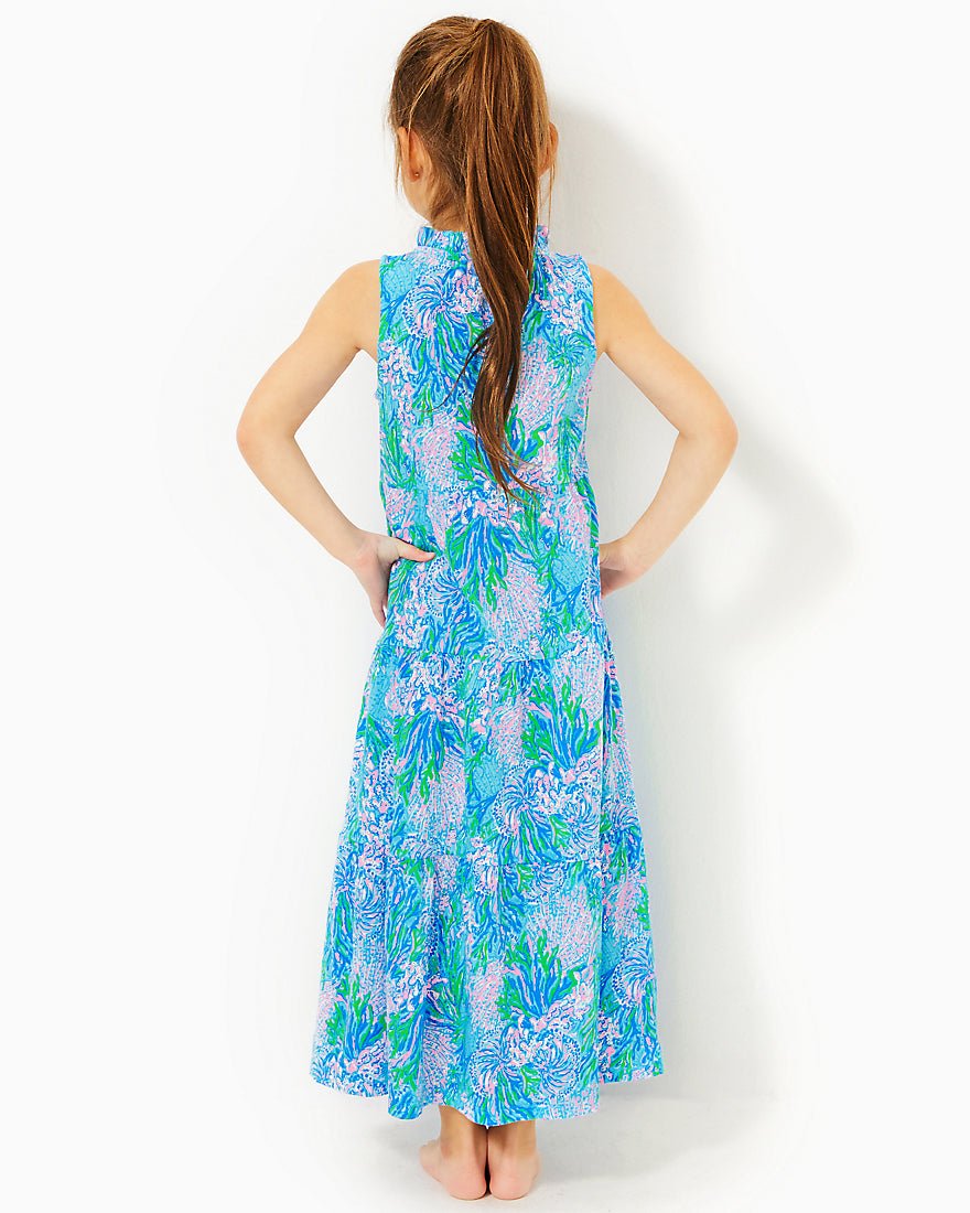 Girls Mini Malone Maxi Dress - Las Olas Aqua Strong Current Sea - 5