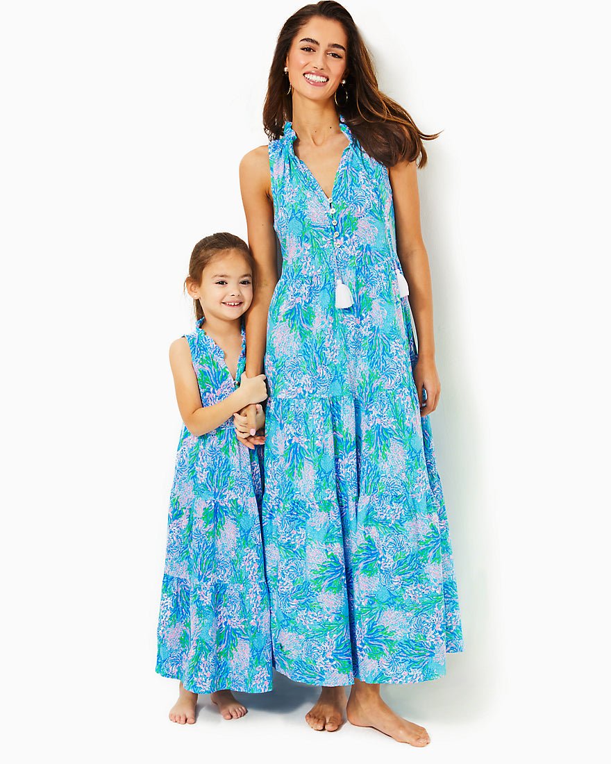 Girls Mini Malone Maxi Dress - Las Olas Aqua Strong Current Sea - 6