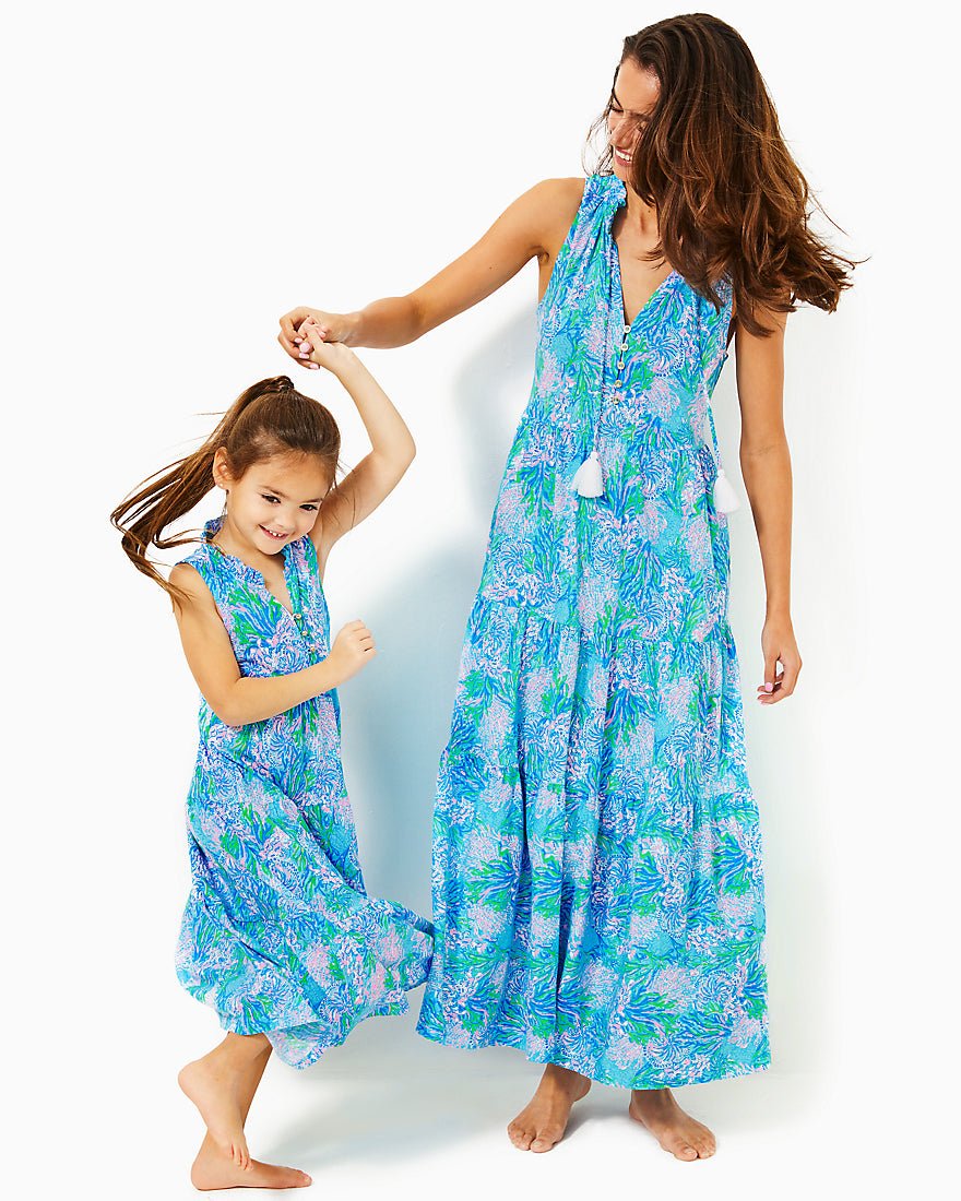 Girls Mini Malone Maxi Dress - Las Olas Aqua Strong Current Sea - 7