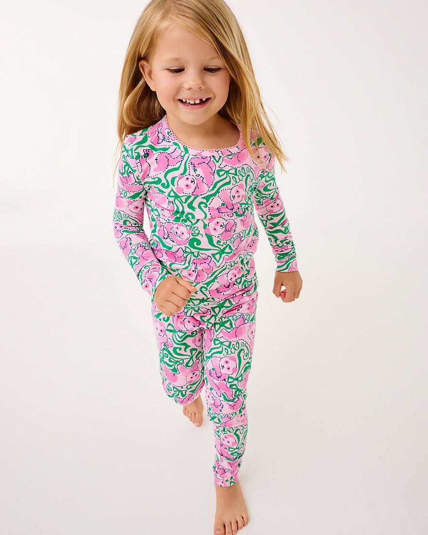 Girls Sammy Pajama Set - Pink Quartz Panda N Bows