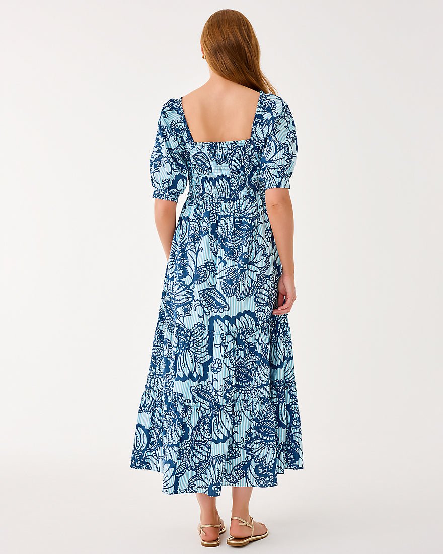 Lilly Pulitzer - Hadly Short Sleeve Smocked Maxi Dress - Starlight Navy Proud As A Peacock