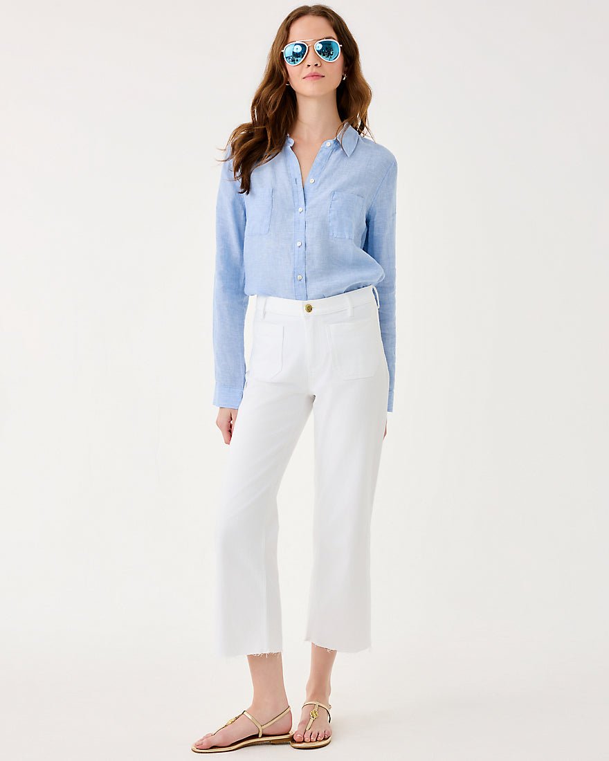 Harleen High Rise Crop Jean - Resort White