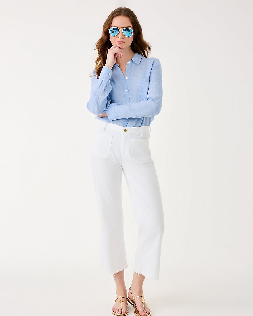 Harleen High Rise Crop Jean - Resort White