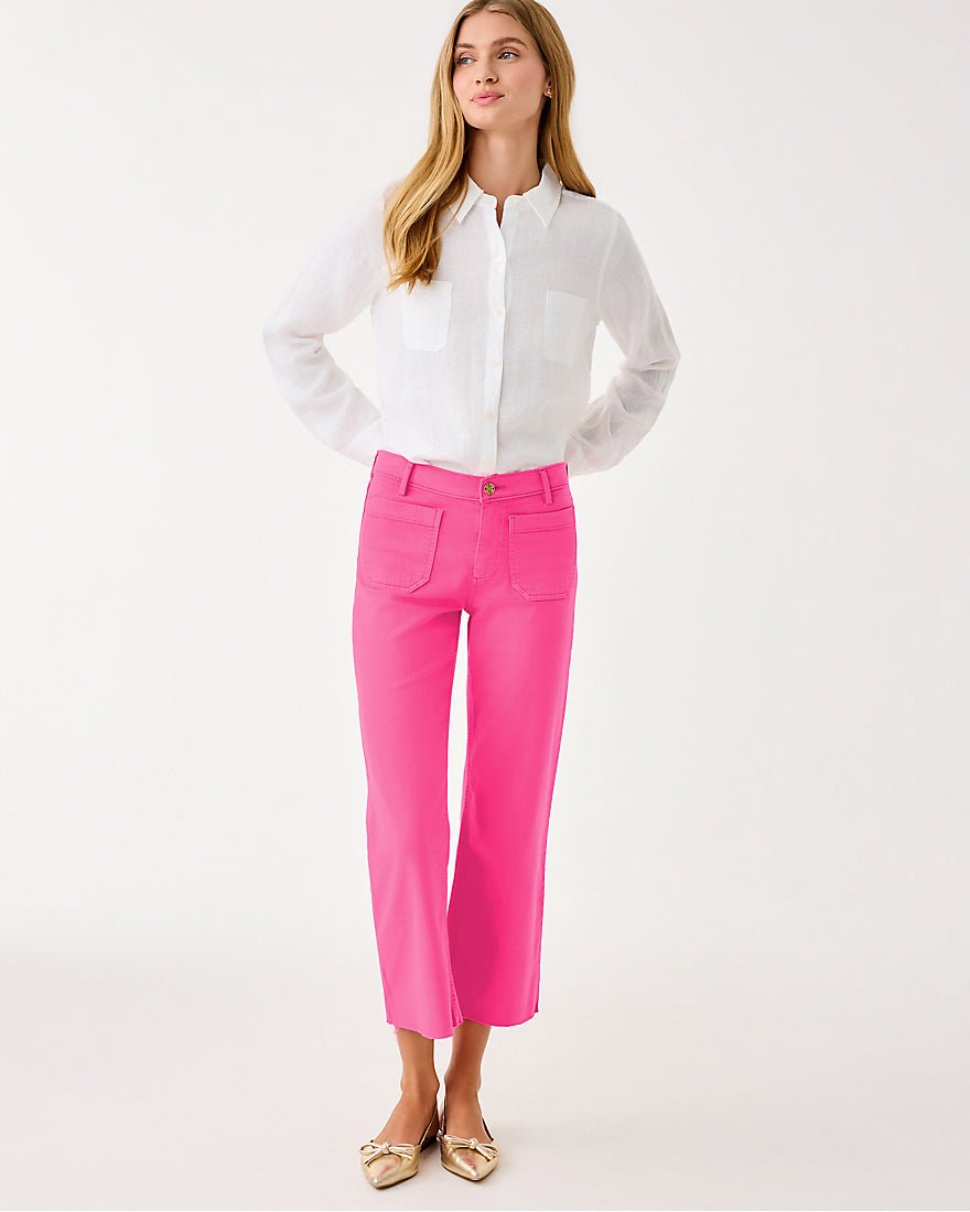 Harleen High Rise Crop Jean - Sun Shell Pink