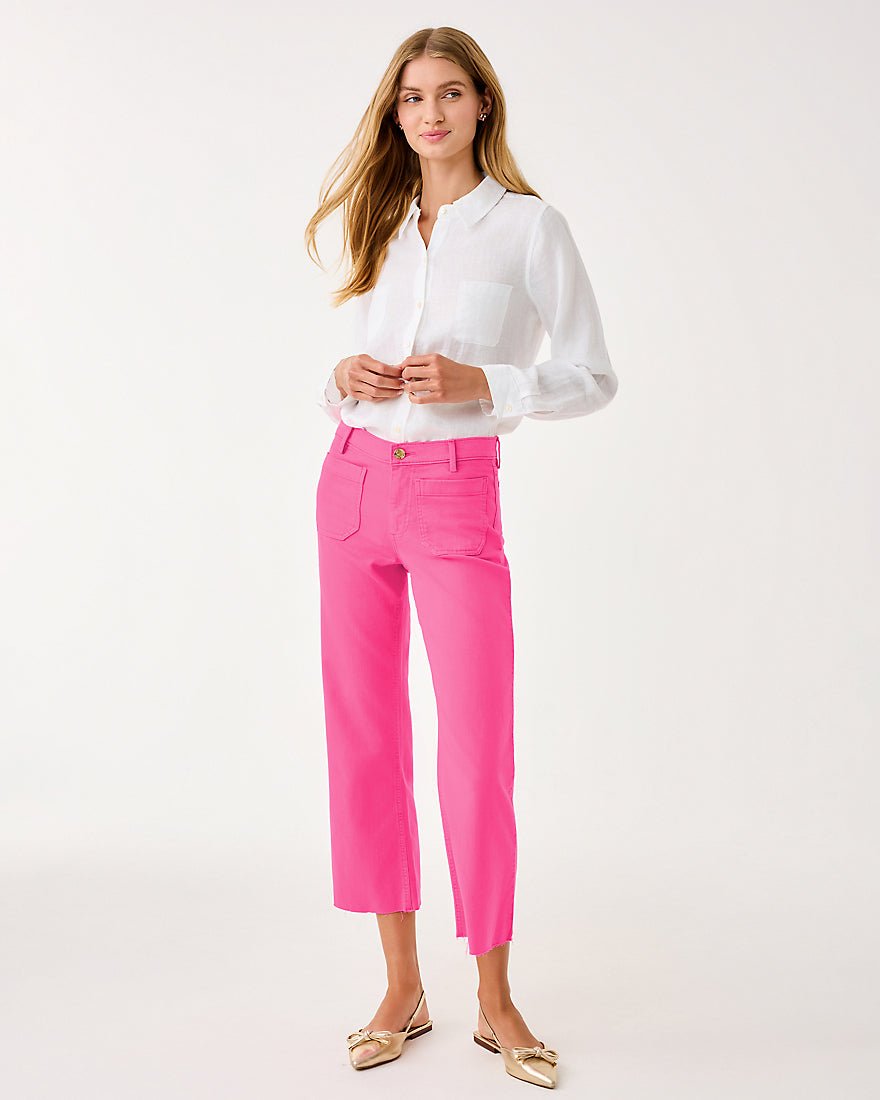 Harleen High Rise Crop Jean - Sun Shell Pink