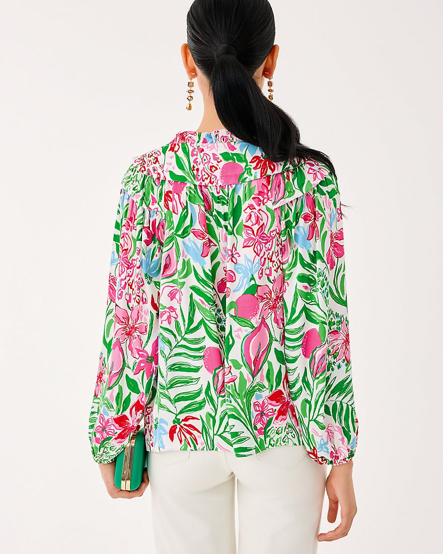 Japhia Long Sleeve Top - Multi Glowing Gardens