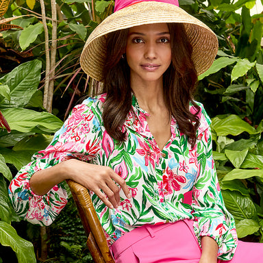 Japhia Long Sleeve Top - Multi Glowing Gardens