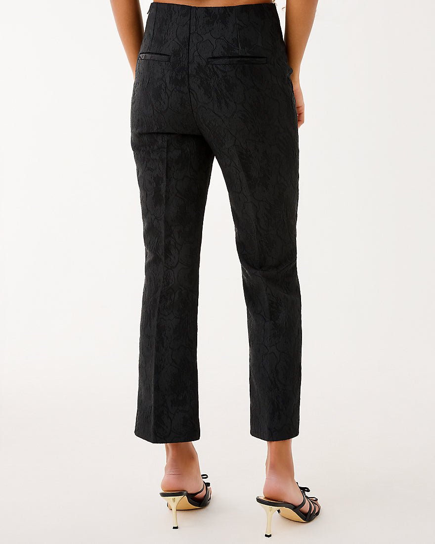 Lilly Pulitzer - Jarrae High Rise Crop Flare Pant - Noir Exploded Flower Stretch Jacquard