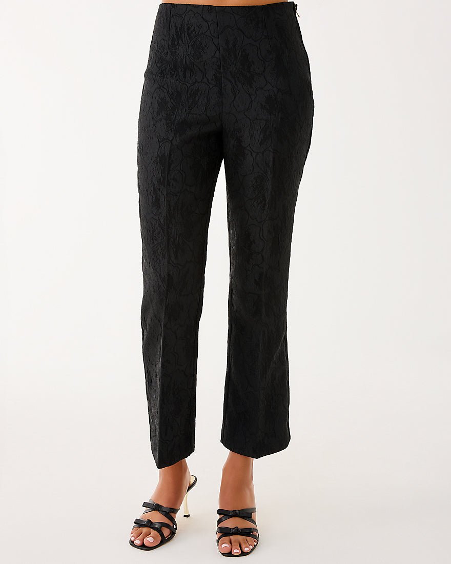 Lilly Pulitzer - Jarrae High Rise Crop Flare Pant - Noir Exploded Flower Stretch Jacquard
