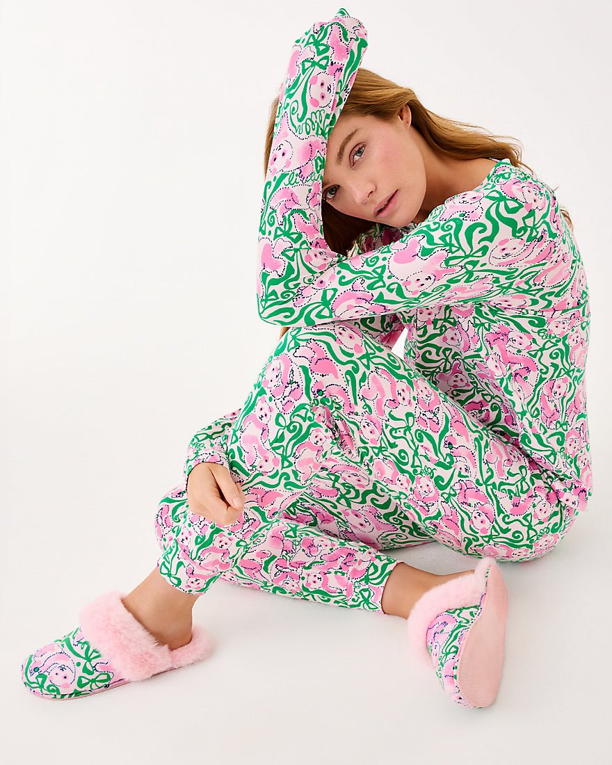 Jeffers Pj Pant - Pink Quartz Panda N Bows
