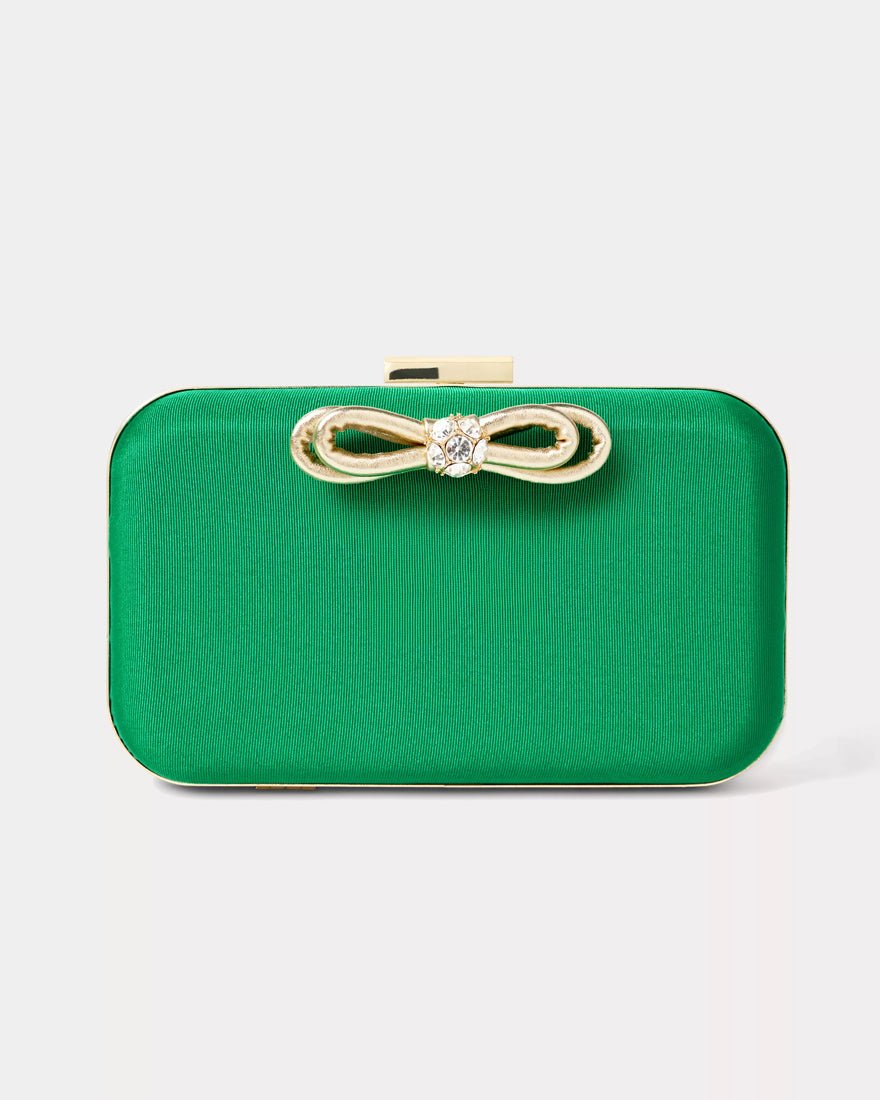 Jessy Bow Hard Clutch - Bamboo Green