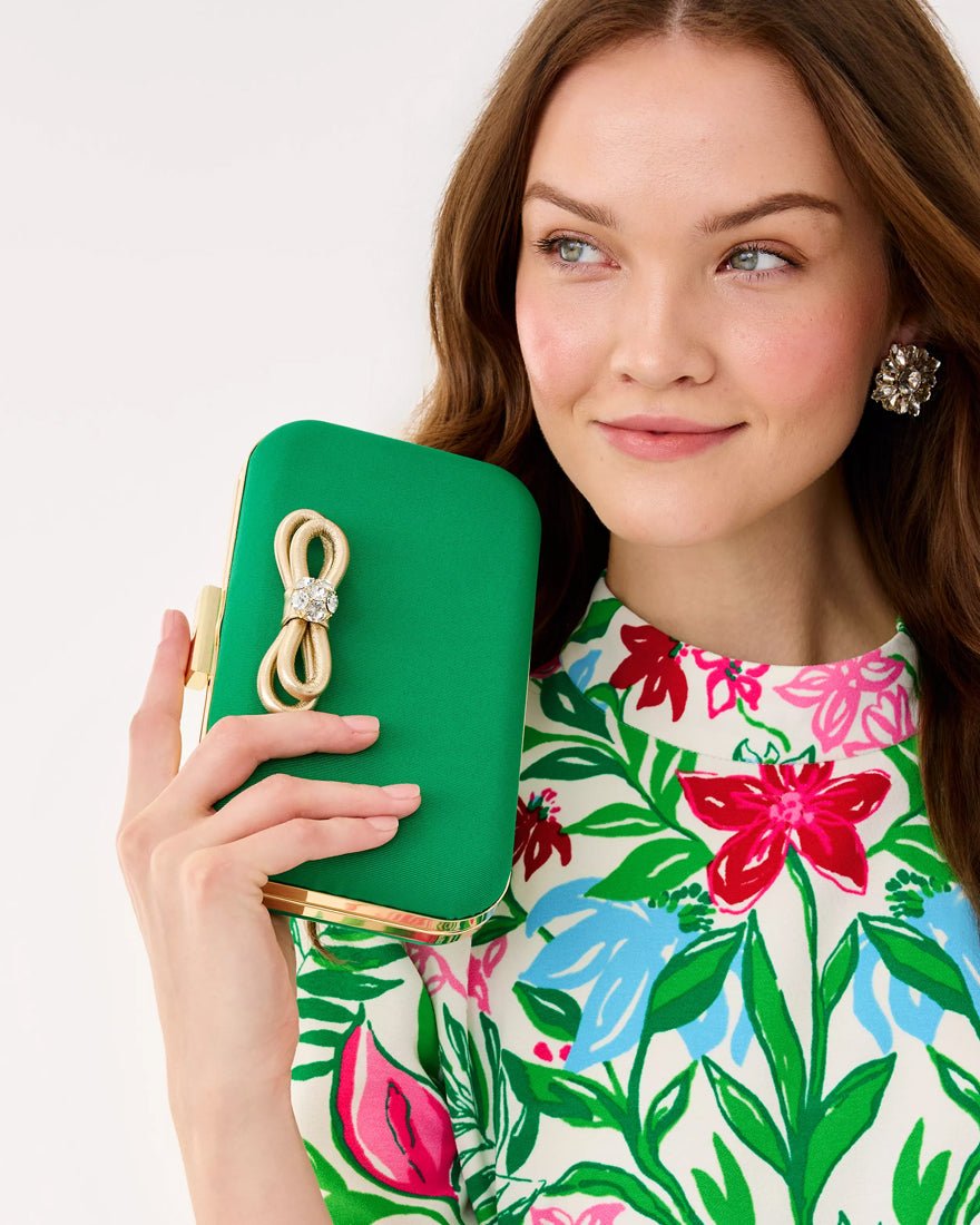 Jessy Bow Hard Clutch - Bamboo Green