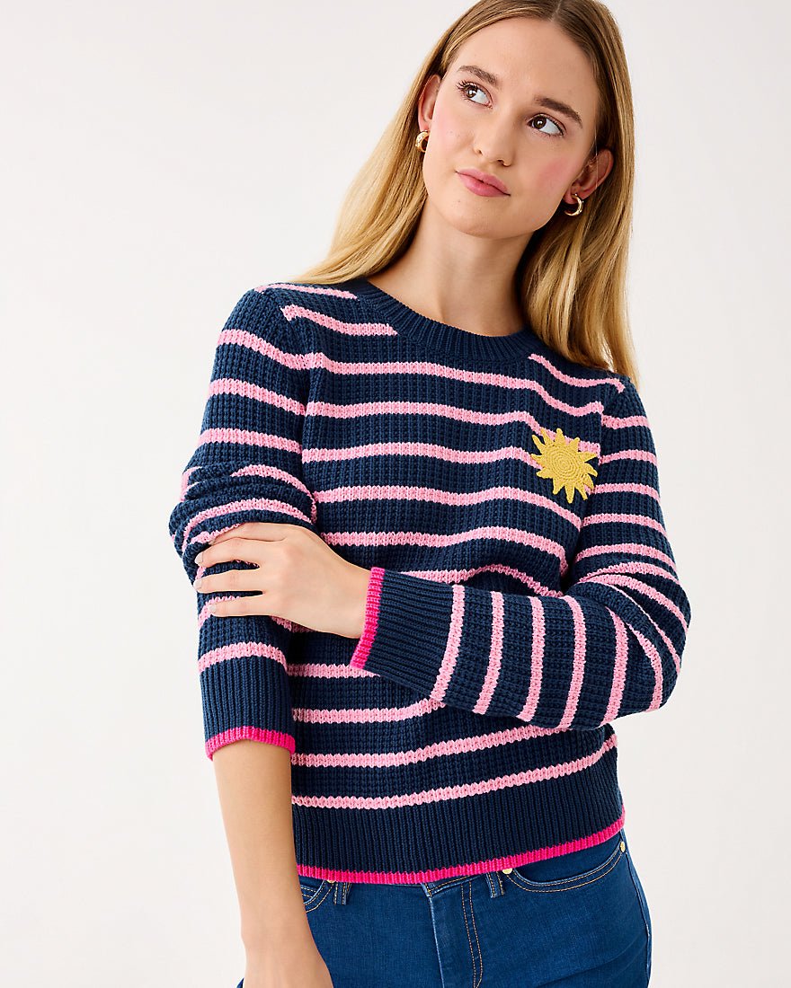 Jovienne Sweater - Low Tide Navy Shine Bright Stripe