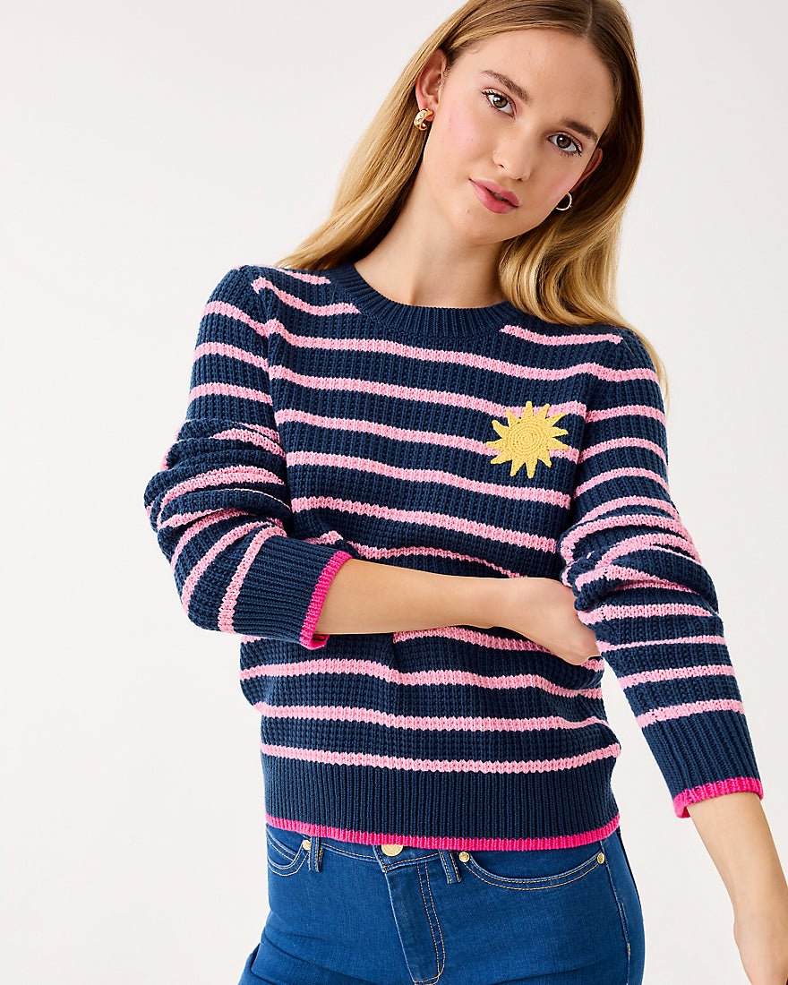 Jovienne Sweater - Low Tide Navy Shine Bright Stripe