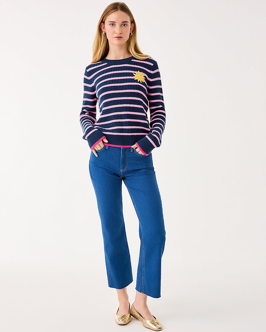 Jovienne Sweater - Low Tide Navy Shine Bright Stripe