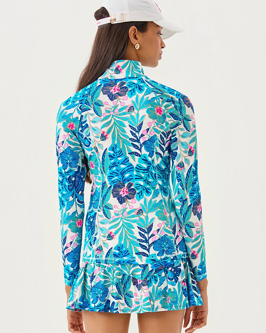 Justine Half Zip Upf 50 Plus - Breezy Aqua Best Fronds Forever