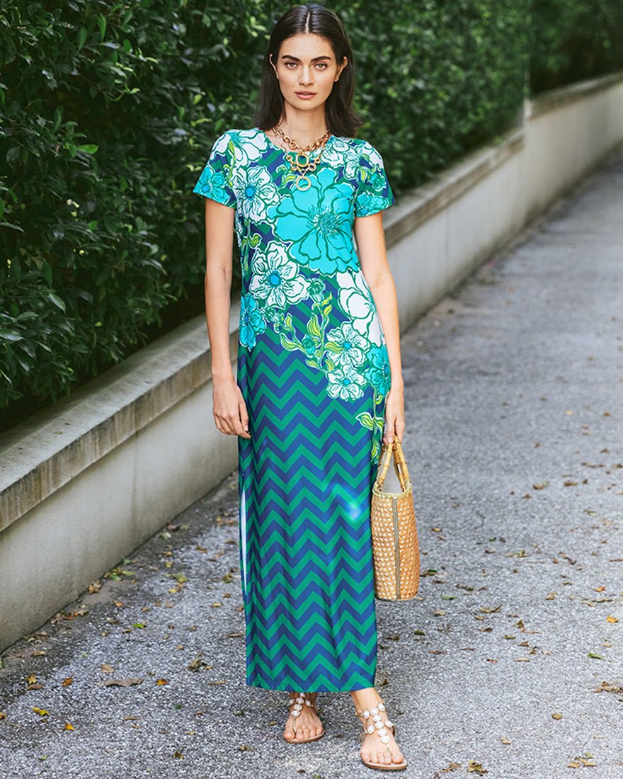 Kaden Upf 50 Plus Maxi Dress - Starlight Navy Chevs Kiss