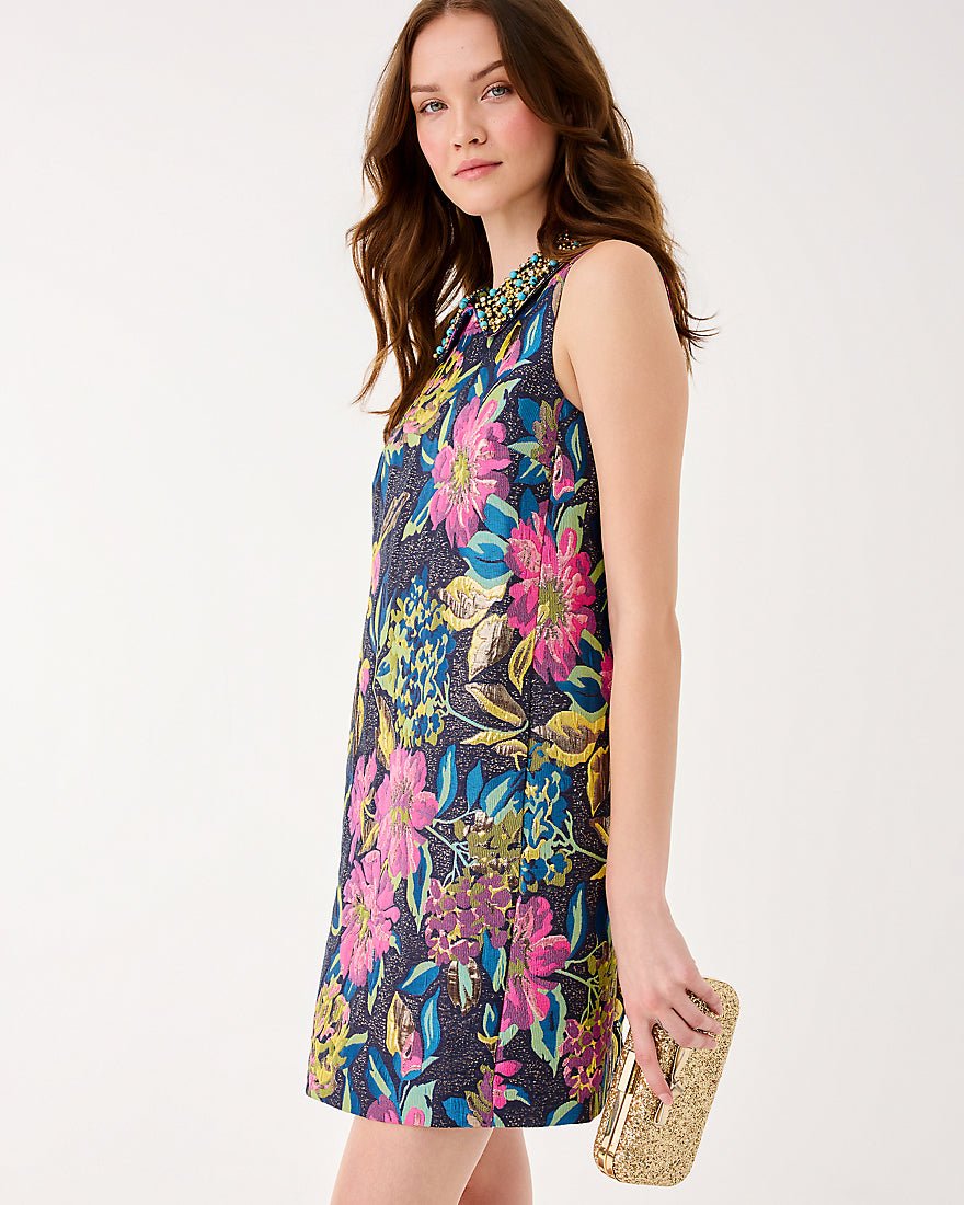 Kelliana Shift Dress - Multi Canopy Blooms Floral Jacquard