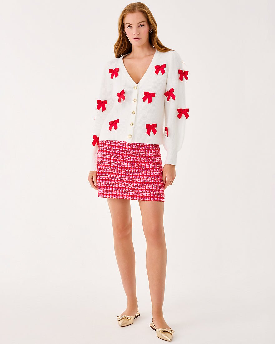 Kels Boucle Mini Skirt - Cranberry Red Fiesta Boucle