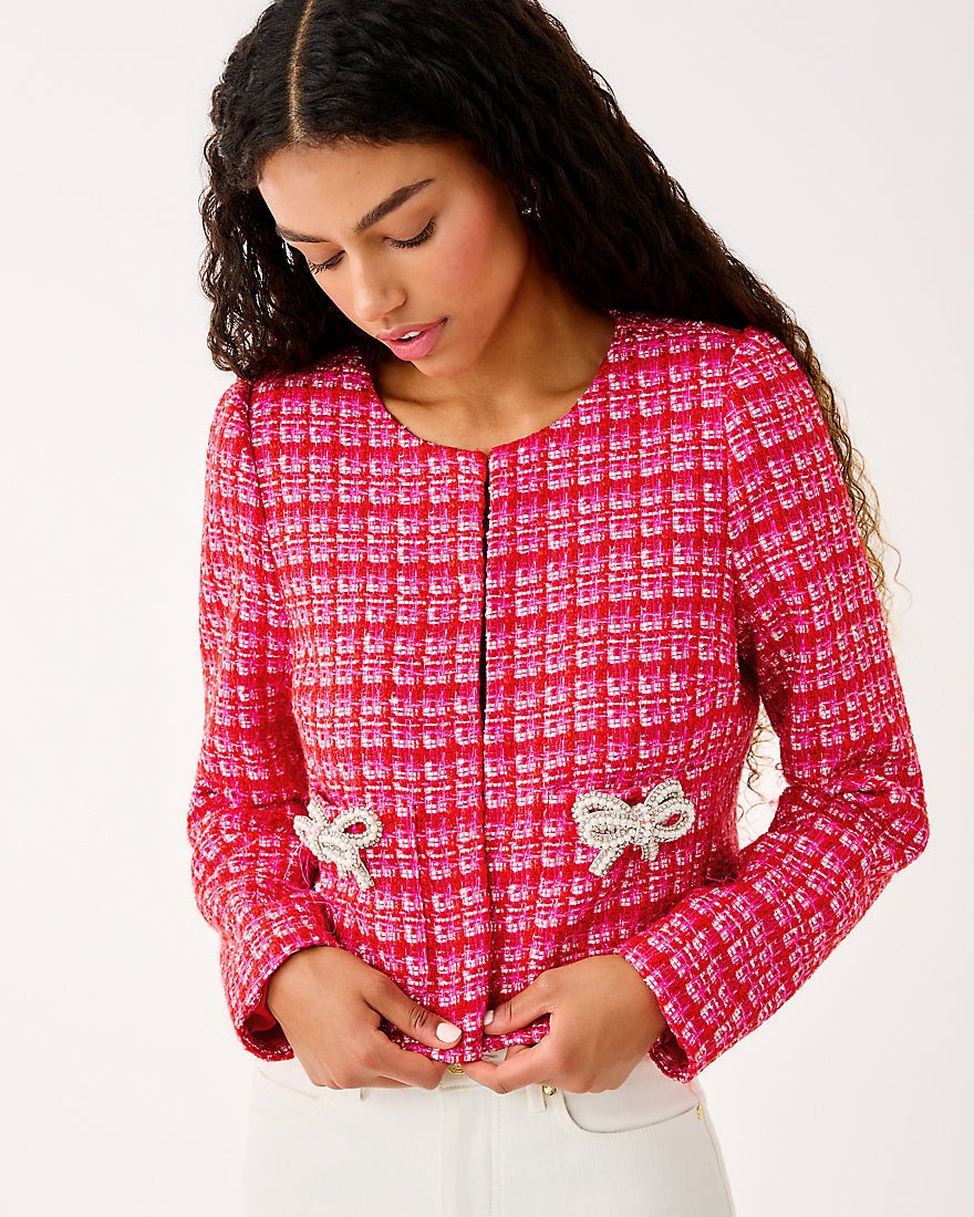 Kimia Boucle Jacket - Cranberry Red Fiesta Boucle