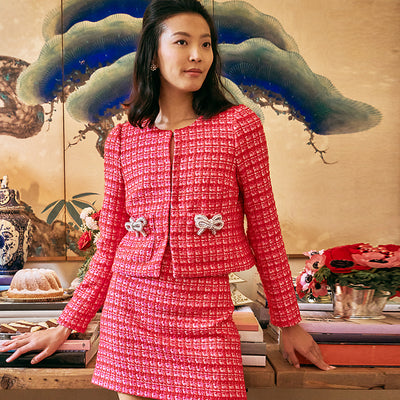 Lilly Pulitzer Kimia Boucle  Jacket Cranberry Red Fiesta Boucle