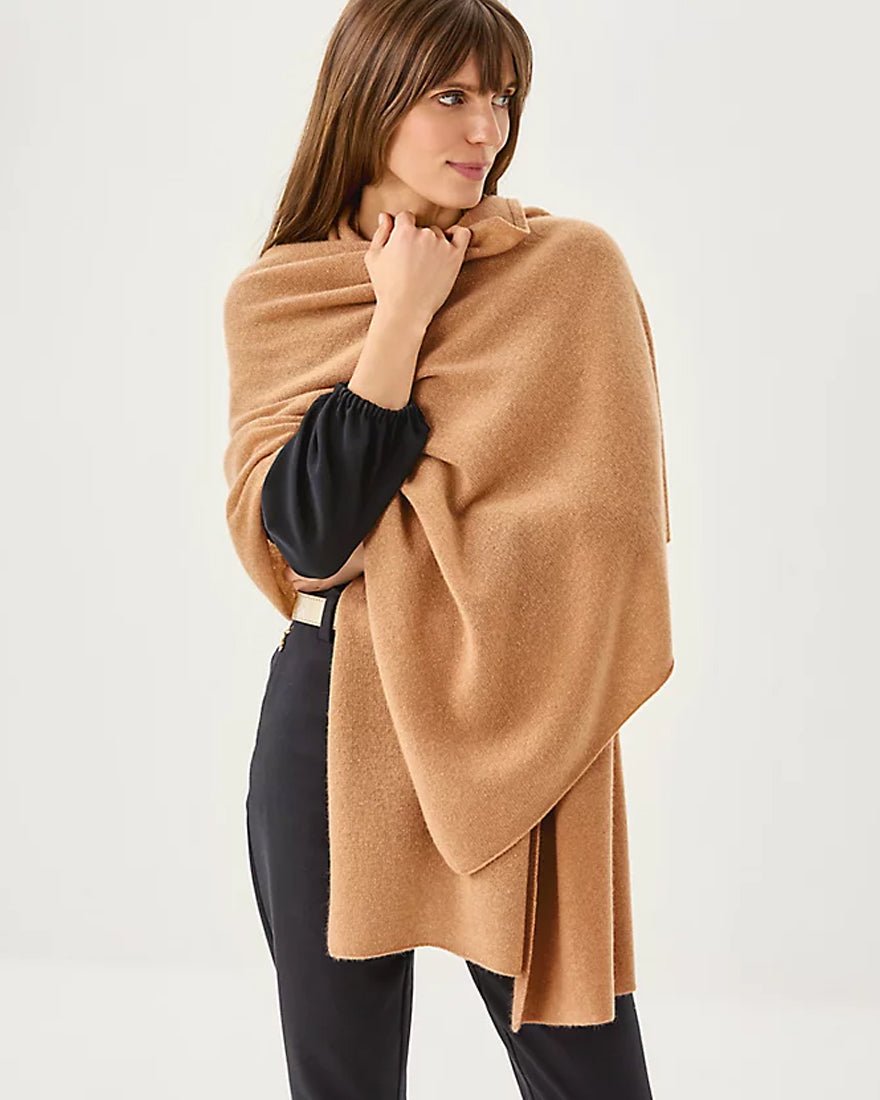 Lanelle Cashmere Wrap - Heathered Rattan Metallic