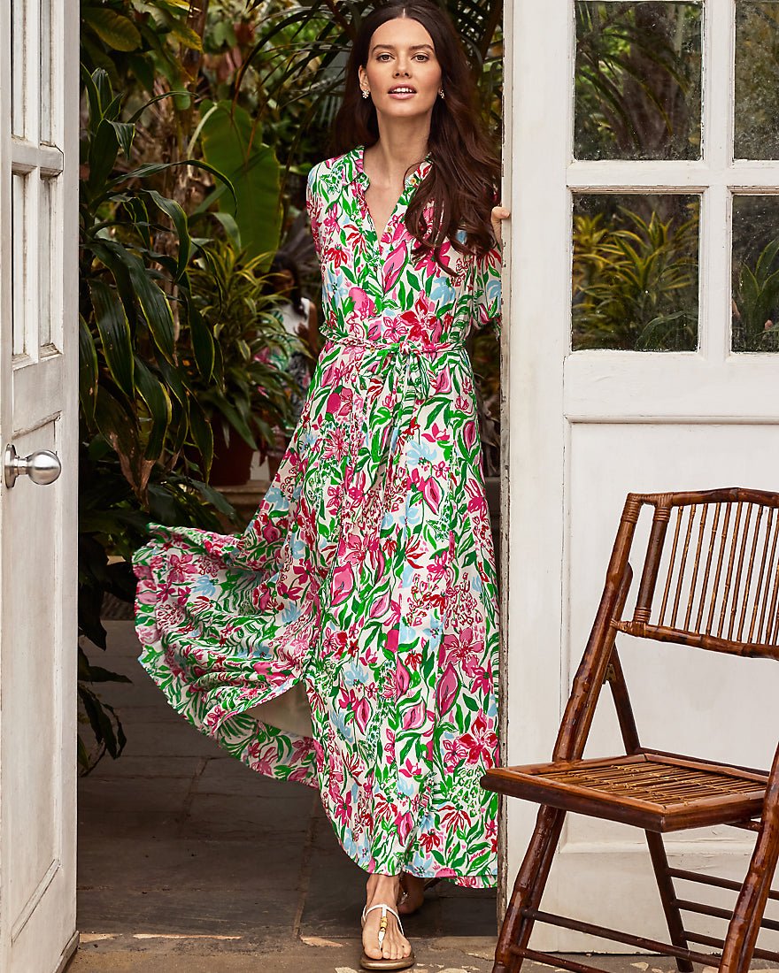 Larkyn Midi Shirtdress - Multi Glowing Gardens