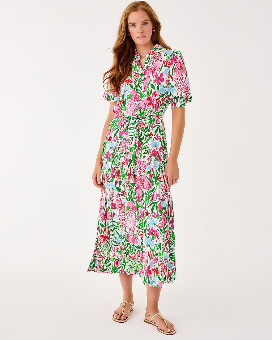 Larkyn Midi Shirtdress - Multi Glowing Gardens