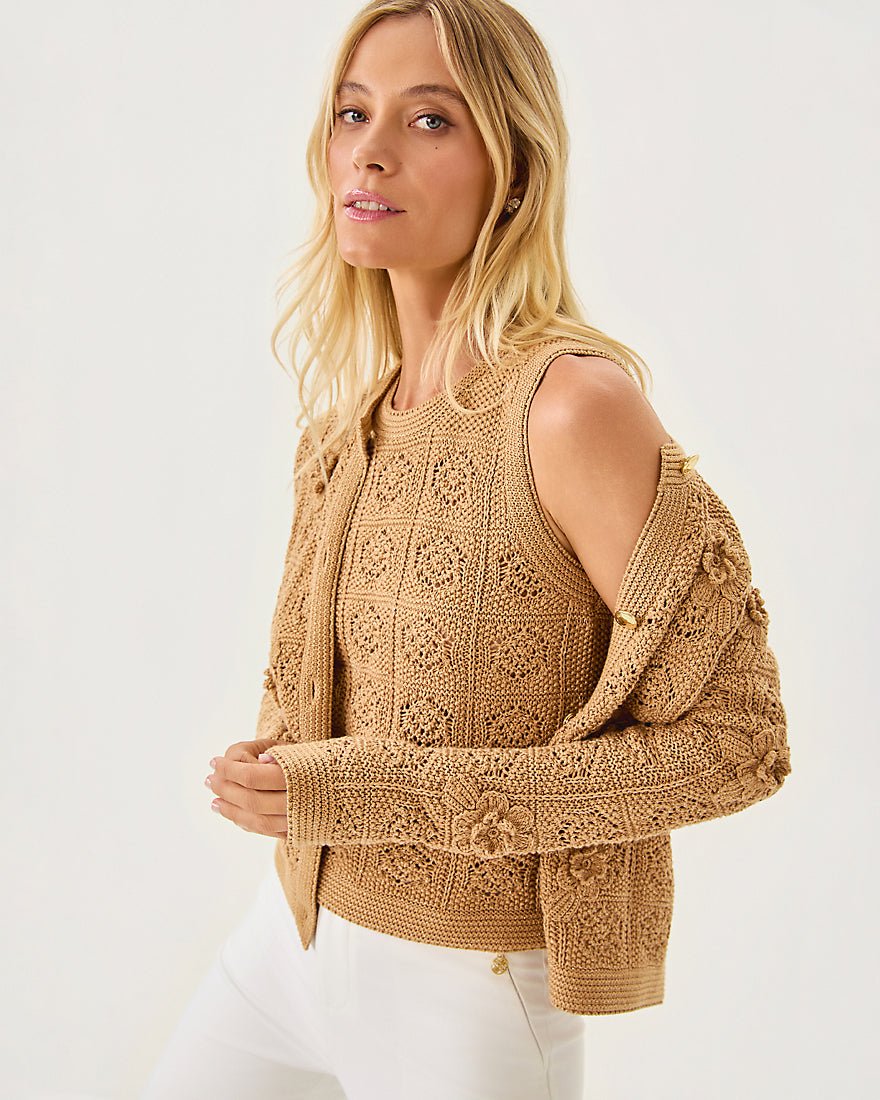 Lenalie Cardigan - Rattan Metallic Garden Crochet