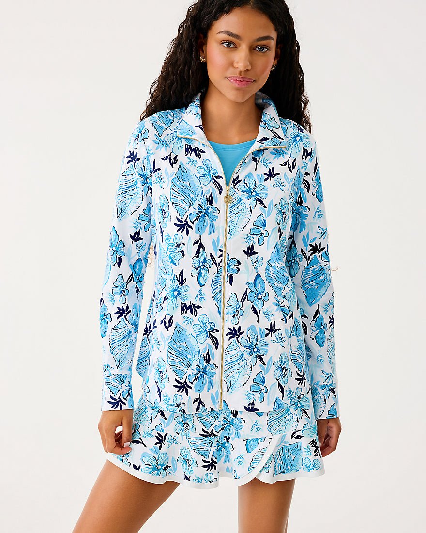 Lilly Pulitzer - Leona Upf 50 Plus Zip Up - Resort White Seashell Splendor