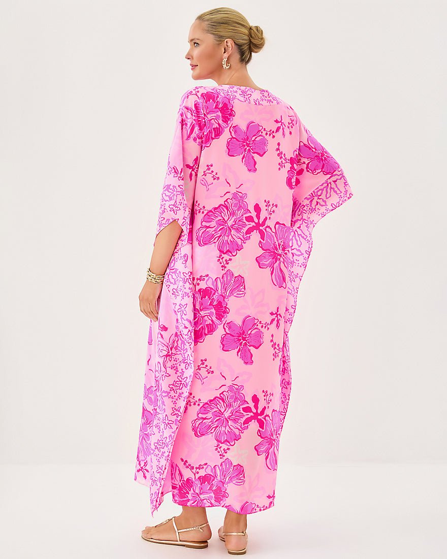 Levy Silk Maxi Caftan Dress - Parigi Pink Supporting Squad