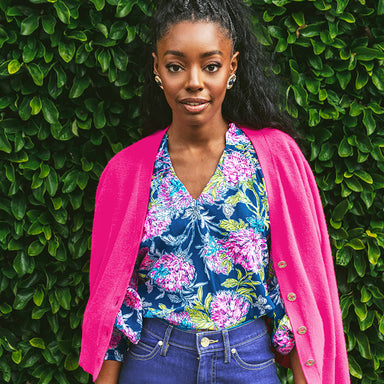 Lourdes Long Sleeve Top - Multi Dahlia Licious