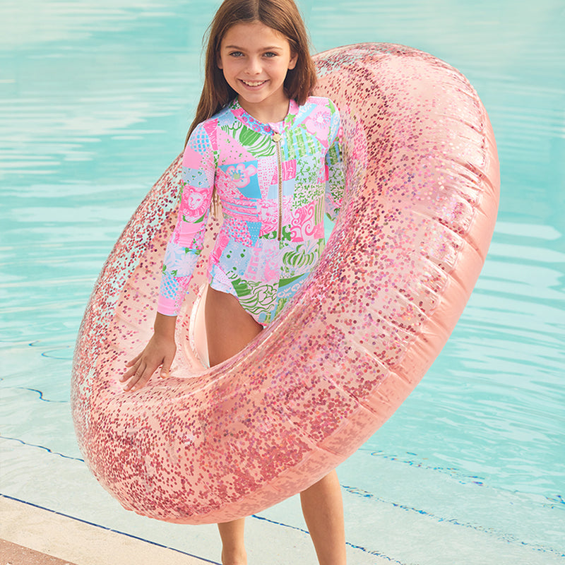 Lilly Pulitzer Girls Denning Rashguard Upf 50 Plus - Multi Crazy Quilt