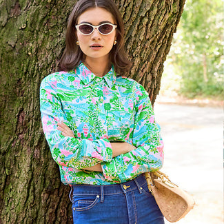 Sea View Button Down Top