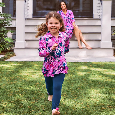 Girls Penelope Tunic And Legging Set - Starlight Navy Once And Floral