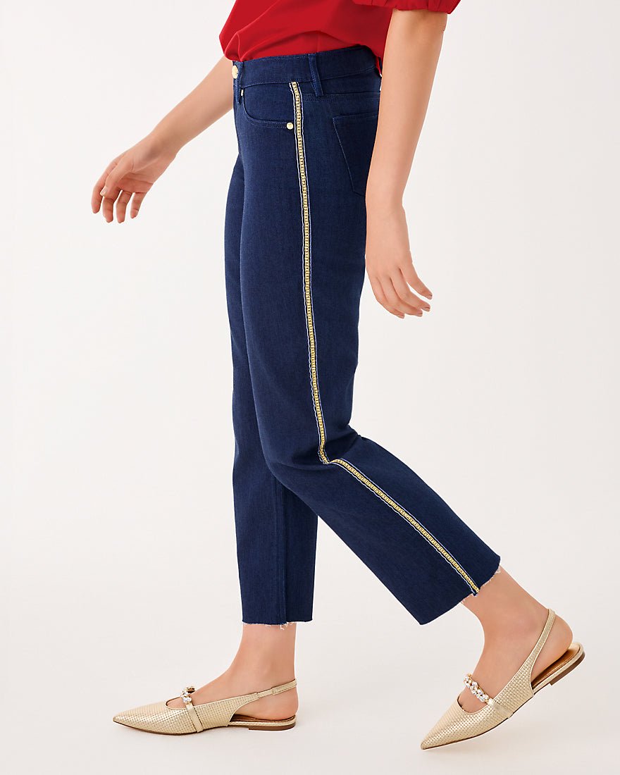 Lindessa Embellished Crop Jean - Dark Wash