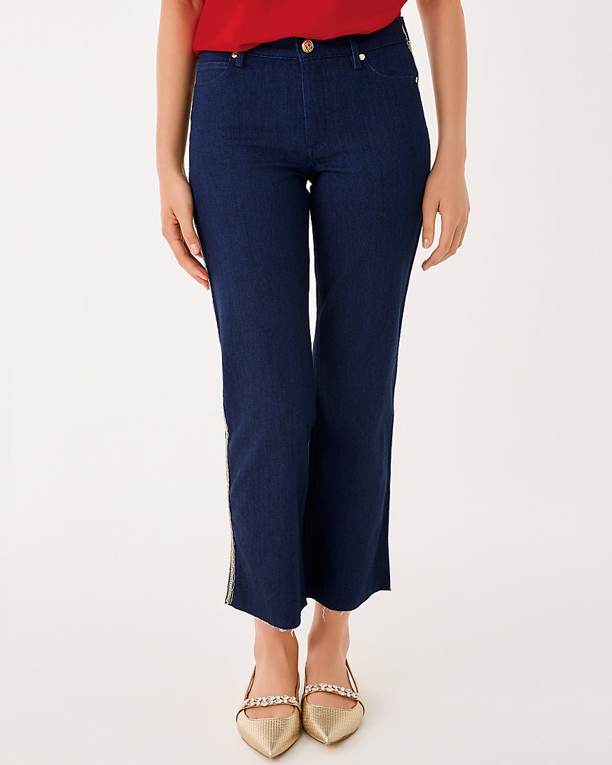 Lindessa Embellished Crop Jean - Dark Wash